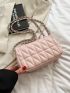 Mini Square Bag Quilted Baby Pink Chain Strap For Daily