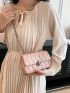 Mini Square Bag Quilted Baby Pink Chain Strap For Daily