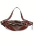 Medium Hobo Bag Burgundy Minimalist Genuine Leather For Work