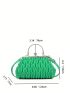Small Square Bag Green Fashionable Metal Decor Top Handle