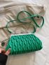 Small Square Bag Green Fashionable Metal Decor Top Handle