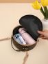 Mini Circle Bag Quilted Metal Decor Top Handle For Daily