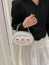 Mini Circle Bag Flower Pattern Top Handle For Daily