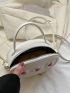 Mini Circle Bag Flower Pattern Top Handle For Daily