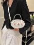 Mini Circle Bag Flower Pattern Top Handle For Daily