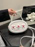 Mini Circle Bag Flower Pattern Top Handle For Daily
