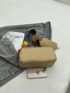 Khaki Square Bag Minimalist Adjustable Strap With Coin Purse