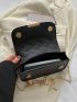 Mini Square Bag Quilted Metal Decor Chain Strap Flap For Work