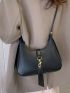 Black Hobo Bag With Small Wallet Zipper PU
