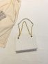 Small Square Bag White Quilted Chain PU