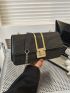 Black Square Bag Crocodile Embossed Chain Flap Push Lock PU