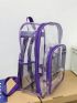 Transparent Casual Daypack Fashionable Contrast Binding Waterproof Clear Purse