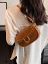 Small Saddle Bag Fashionable Studded Decor Flap PU