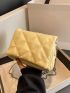 Black Square Bag Minimalist Argyle Quilted Flap Chain PU