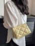 Black Square Bag Minimalist Argyle Quilted Flap Chain PU