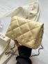 Black Square Bag Minimalist Argyle Quilted Flap Chain PU