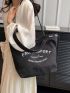 Large Shopper Bag Casual Letter Graphic