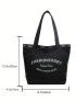 Large Shopper Bag Casual Letter Graphic