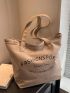 Large Shopper Bag Casual Letter Graphic