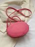 Mini Circle Bag Funky Neon-pink Flower Embossed Top Handle PU