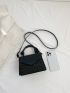 Mini Square Bag Black Geometric Pattern Top Handle For Daily