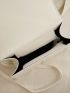 Small Square Bag Fashionable Faux Pearl & Bow Decor Flap PU