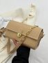 Small Square Bag Elegant Turn-lock Flap Chain PU