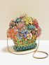 Luxury Women Crystal Clutch Flower Evening Bag Bridal Wedding Purse Party Diamond Handbag