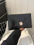 PU Envelope Bag Crocodile Embossed Black Metal Decor