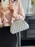 PU Ruched Bag Kiss Lock Silver