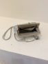 PU Ruched Bag Kiss Lock Silver