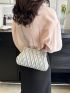 PU Ruched Bag Kiss Lock Silver