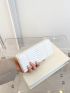 Embossed Detail Long Wallet PU White