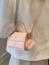 Mini Square Bag Geometric Embossed Top Handle With Pom Pom Charm