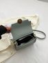 Mini Flap Square Bag Litchi Embossed Metal Decor