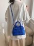 Small Dome Bag Quilted Pattern Metallic Blue Funky