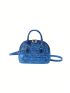 Small Dome Bag Quilted Pattern Metallic Blue Funky