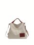 Simple Canvas Shoulder Bag, Medium All-Match Satchel Bag, Trendy Crossbody Bag