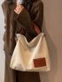 Simple Canvas Shoulder Bag, Medium All-Match Satchel Bag, Trendy Crossbody Bag