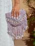 VCAY Bead & Fringe Decor Crochet Bag