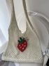 Small Crochet Bag Cute Cartoon Strawberry Pattern Hollow Out