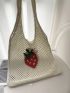 Small Crochet Bag Cute Cartoon Strawberry Pattern Hollow Out
