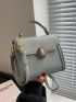 Mini Flap Square Bag Litchi Embossed Metal Decor