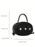 Mini Circle Bag Flower Decor Black