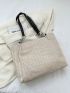 Medium Straw Bag Letter Patch Double Handle For Vacation