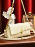 Medium Square Bag Beige Minimalist Chain Strap For Work