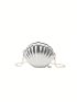 Mini Dome Bag Silver Faux Pearl Decor Chain Strap