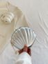 Mini Dome Bag Silver Faux Pearl Decor Chain Strap
