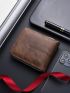 Letter Embossed Small Wallet With Zipper Stitch Detail Vintage