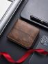 Letter Embossed Small Wallet With Zipper Stitch Detail Vintage